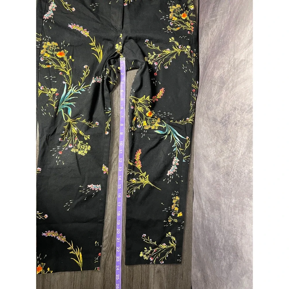 Worthington Black Floral Ankle Pants Modern Fit Stretch Women's Size 8 Cotton - Picture 8 of 8